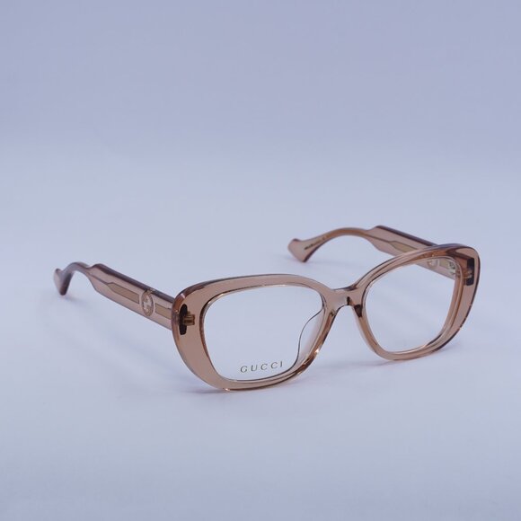 Gucci GG1559OK 003 Eyeglasses Transparent Brown 54mm Cat Eye Frame - Picture 1 of 12